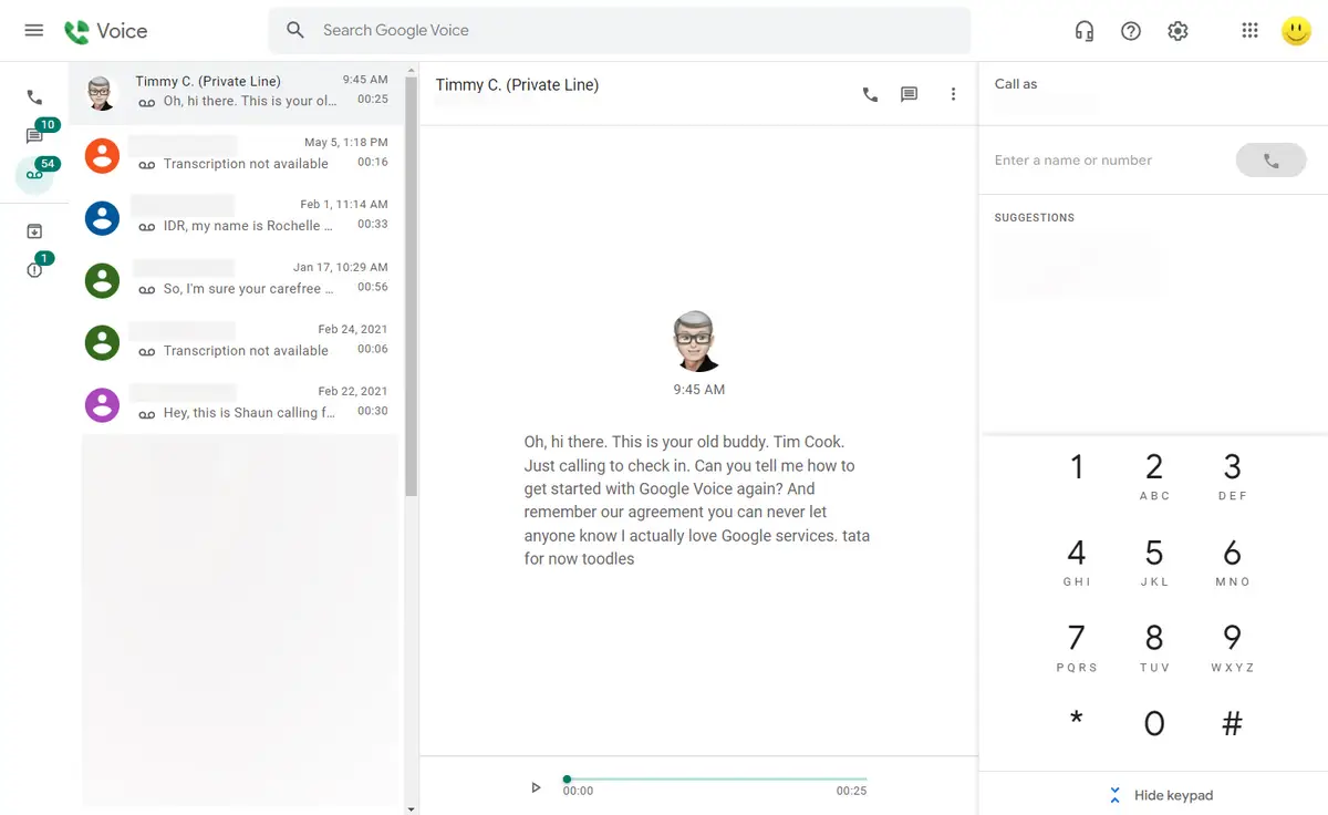 Google Voice Dashboard