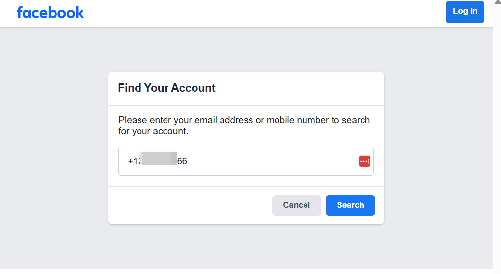 Find Social media using phone number in facebook